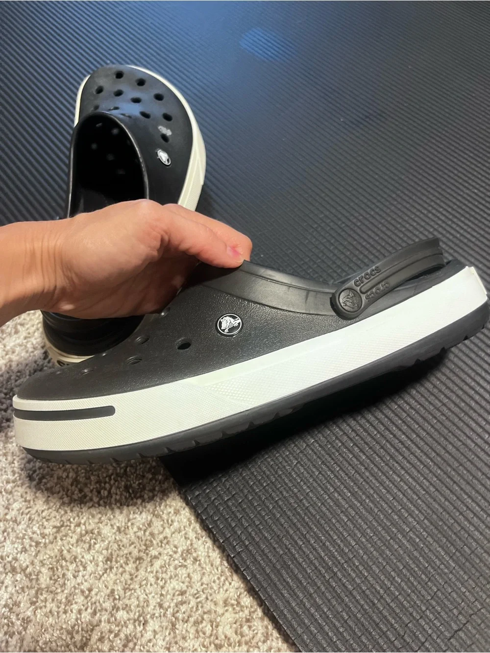 Crocs Crocband Platform Clogs Black White Men’s Size 13 Slip On Comfort Shoes